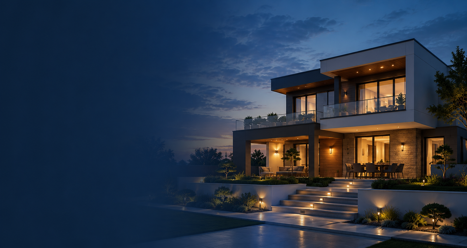 Modern SVT Builders villa at night
